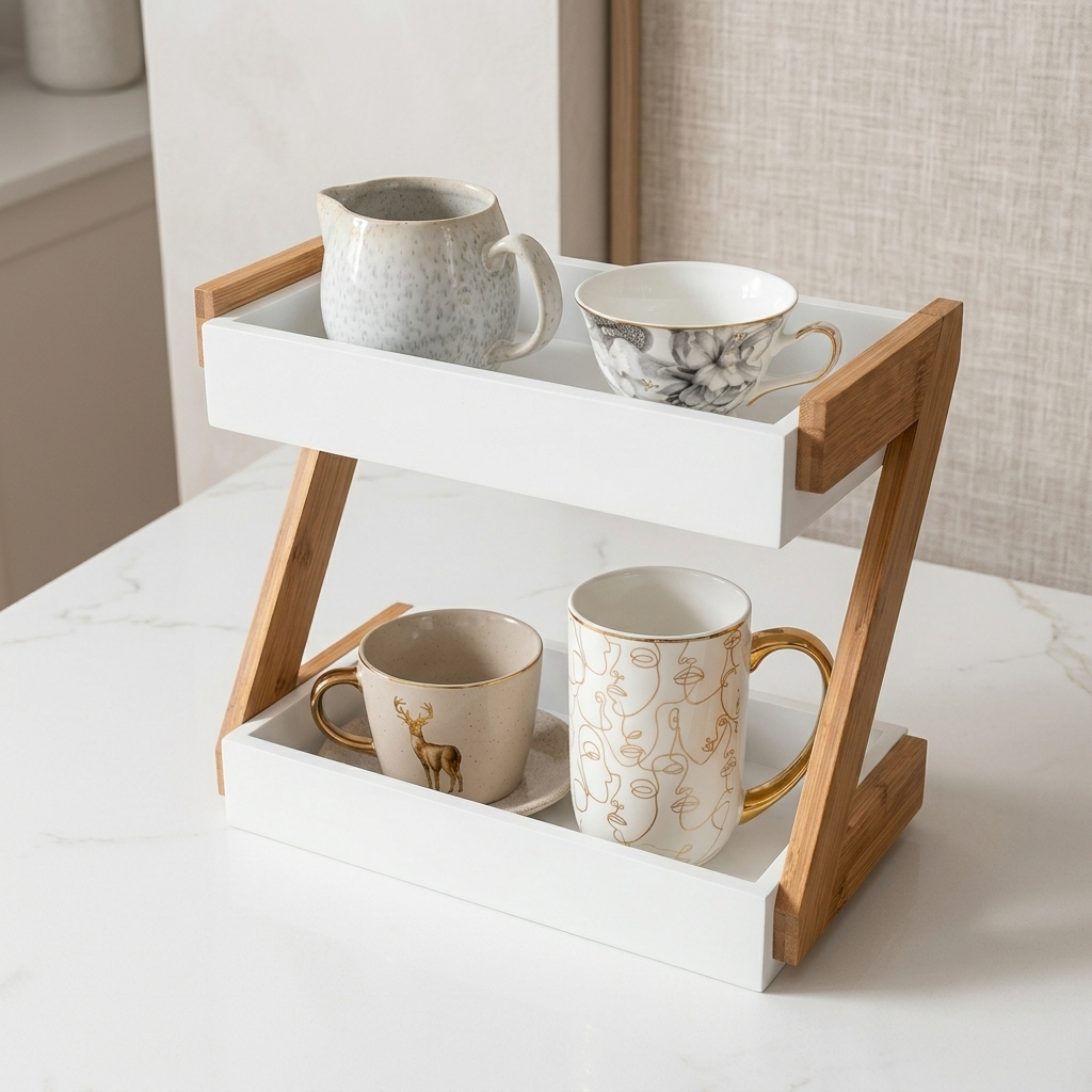 StorPro Wooden Multipurpose Kitchen Organizer – 2-Tier Storage Rack